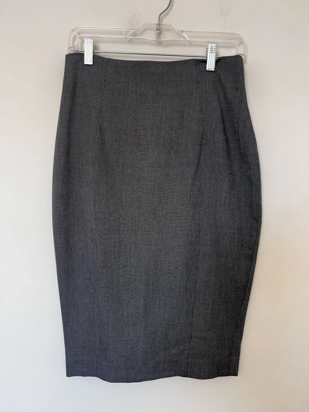 H&M Tailored Pencil Skirt Grey Mini Check Screen Worn The Boys Office Classic 8 - Picture 2 of 9